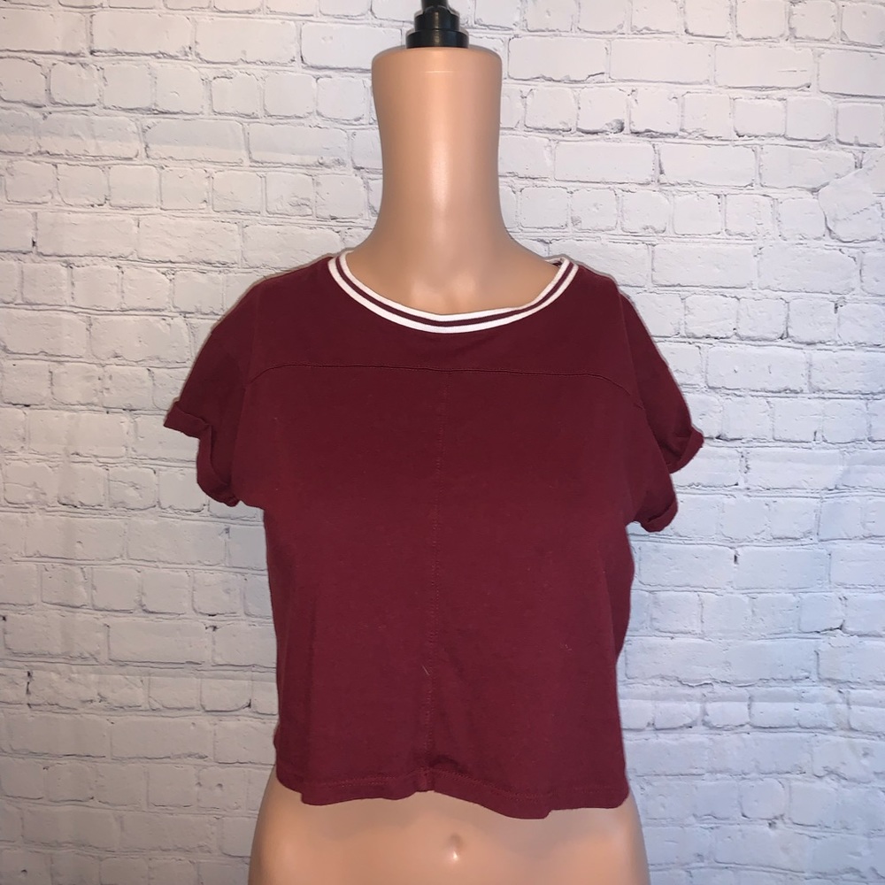 Forever 21 Maroon & White Crop Top size S - Picture 1 of 7